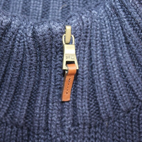 Polo Ralph Lauren XL 1/4 Zip Pullover Knit Sweater Navy Blue Red Pony High Neck - Picture 7 of 11